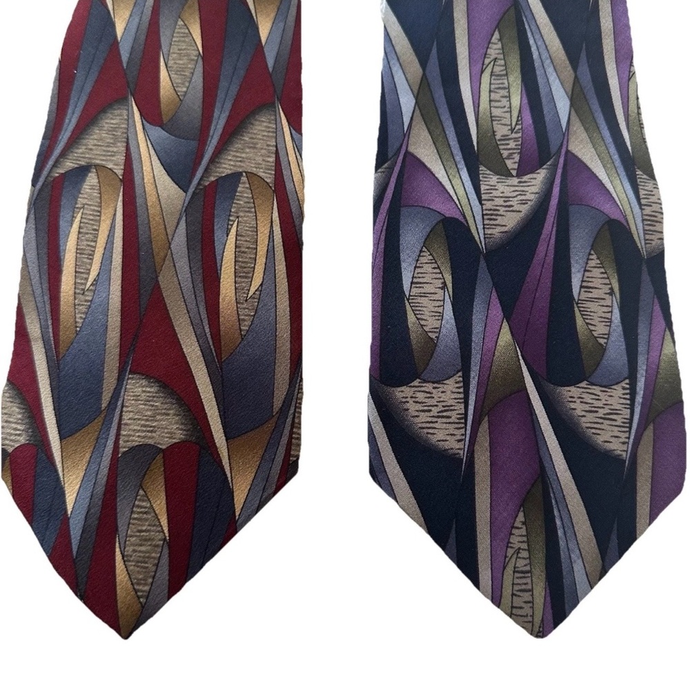 VTG Cocktail Vodka Silk Tie Lot Of 2- Under A Microscope 90’s Y2K Art Deco